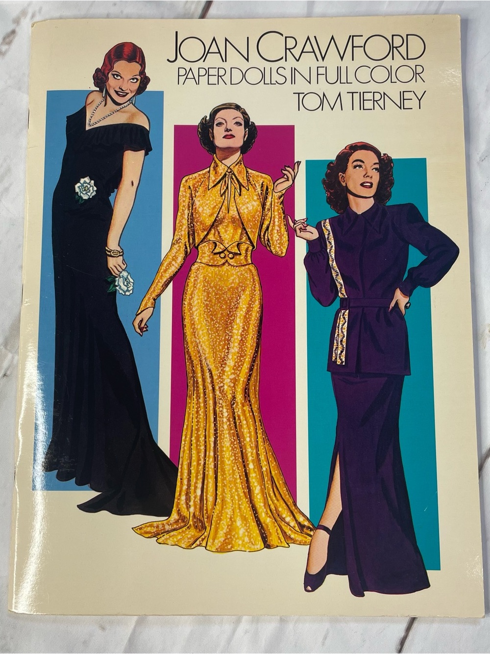 Joan Crawford Paper Dolls in Full Color by - Black, Gold, Purple
